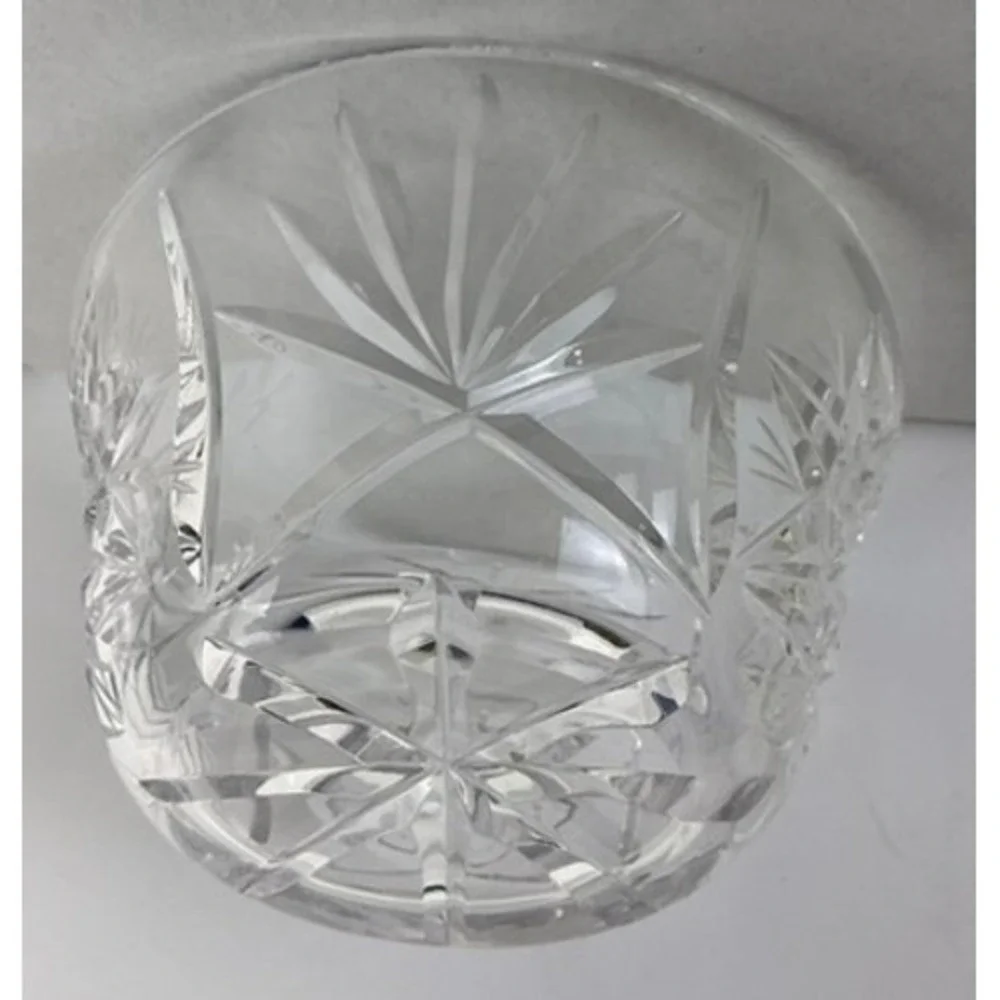 Vintage Style Cut Glass Bowl Starburst Etched Clear Heavy‎ Decorative Dish
